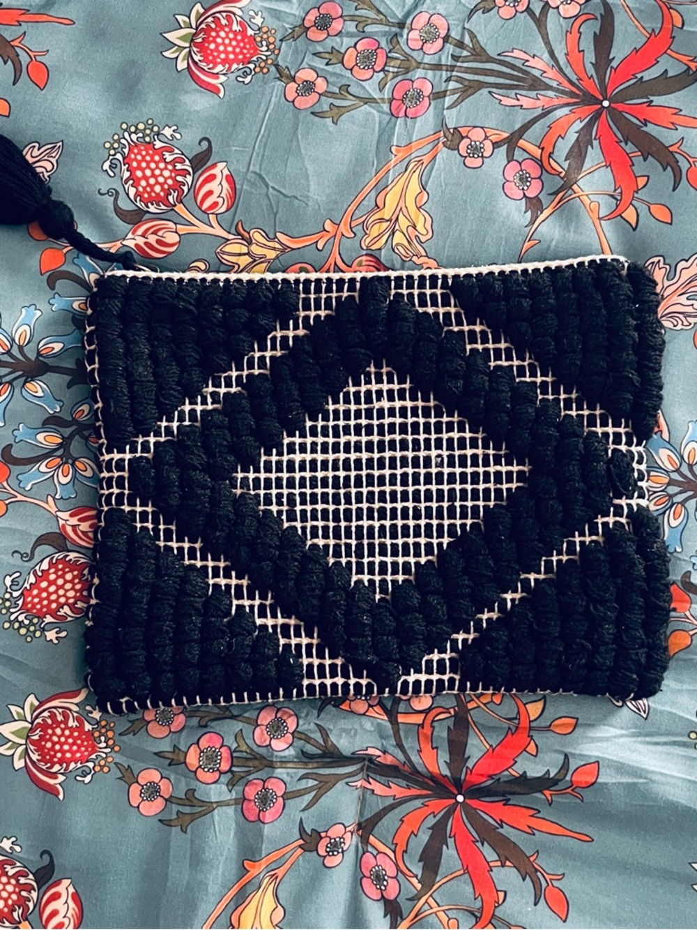 Handcrafted Black and White Woven Clutch Bag